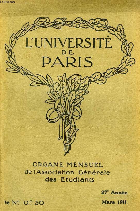 L'UNIVERSITE DE PARIS, 27e ANNEE, MARS 1911