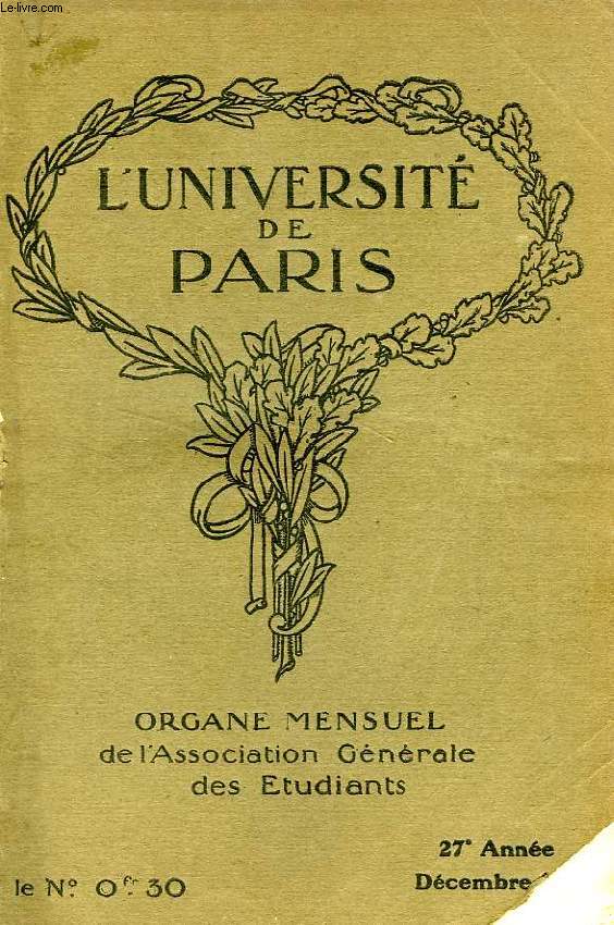L'UNIVERSITE DE PARIS, 27e ANNEE, DEC. 1911