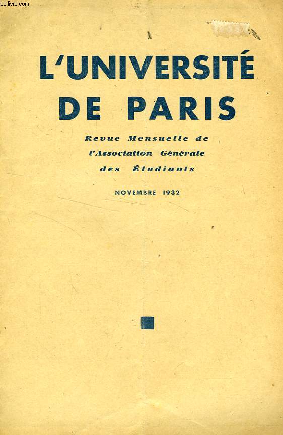 L'UNIVERSITE DE PARIS, NOV. 1932