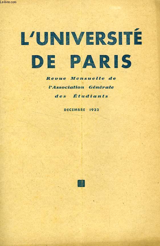 L'UNIVERSITE DE PARIS, DEC. 1932