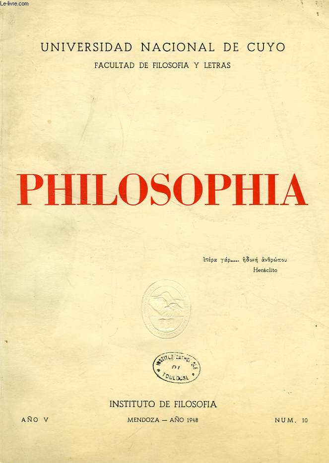 PHILOSOPHIA, AO V, N 10, 1948