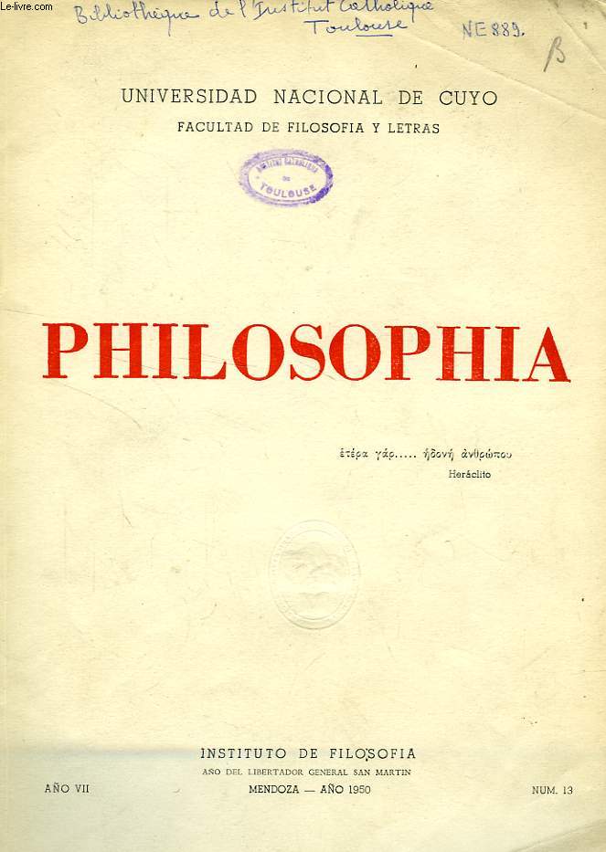 PHILOSOPHIA, AO VII, N 13, 1950