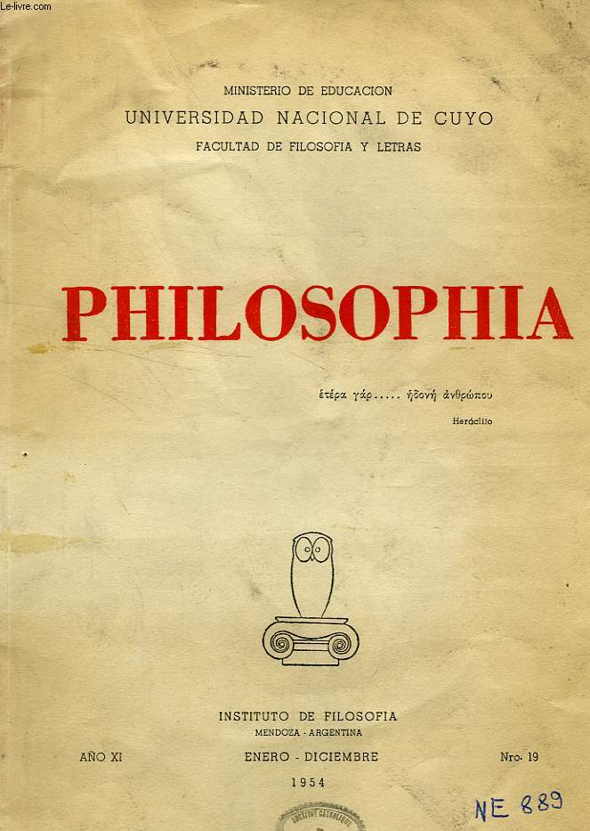 PHILOSOPHIA, AO XI, N 19, 1954