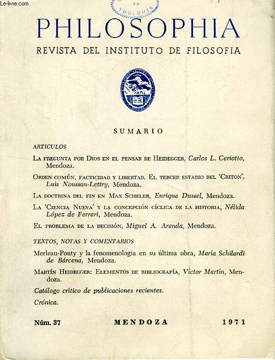 PHILOSOPHIA, N 37, 1971