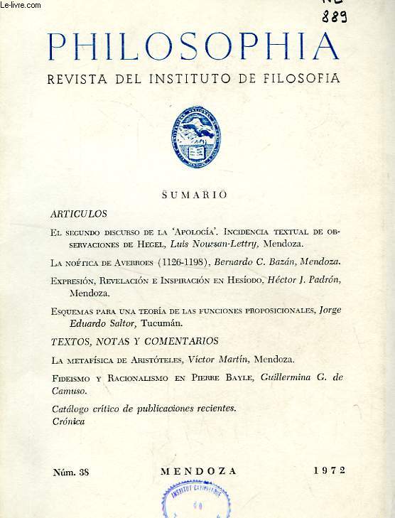 PHILOSOPHIA, N 38, 1972