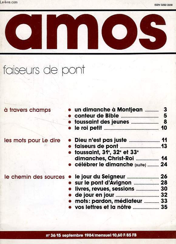 AMOS, N 36, SEPT. 1983, FAISEURS DE PONT