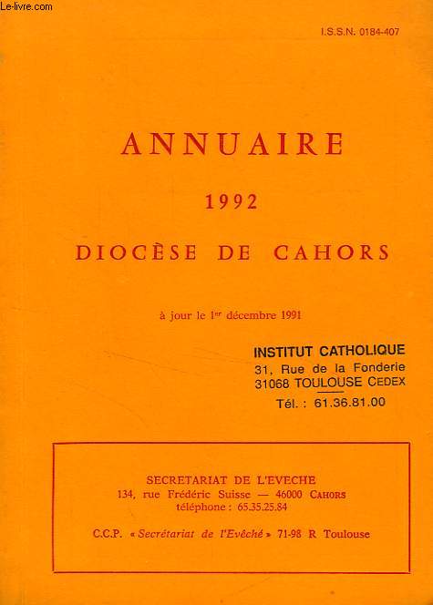 ANNUAIRE DU DIOCESE DE CAHORS, 1992