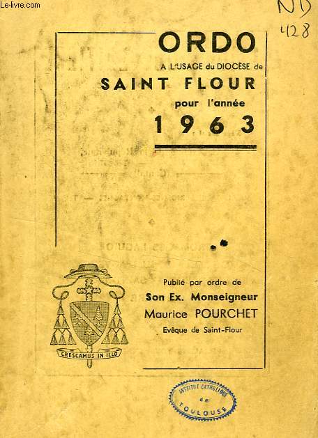 ORDO A L'USAGE DU DIOCESE DE SAINT-FLOUR, 1963