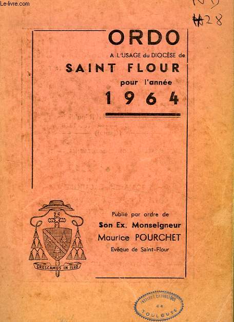 ORDO A L'USAGE DU DIOCESE DE SAINT-FLOUR, 1964