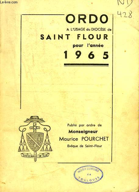 ORDO A L'USAGE DU DIOCESE DE SAINT-FLOUR, 1965