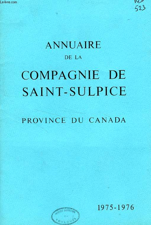 ANNUAIRE DE LA COMPAGNIE DE SAINT-SULPICE, PROVINCE DU CANADA, 1975-1976