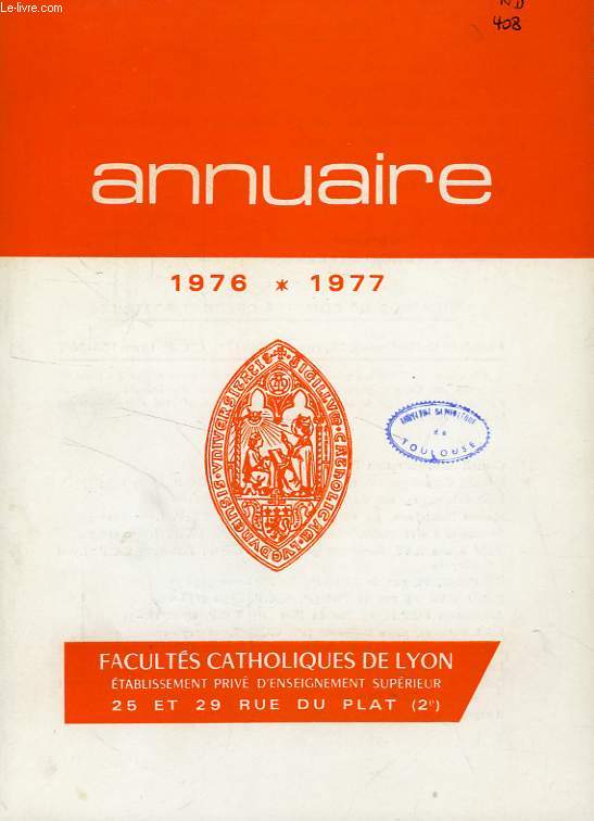 FACULTES CATHOLIQUES DE LYON, ANNUAIRE 1976-1977