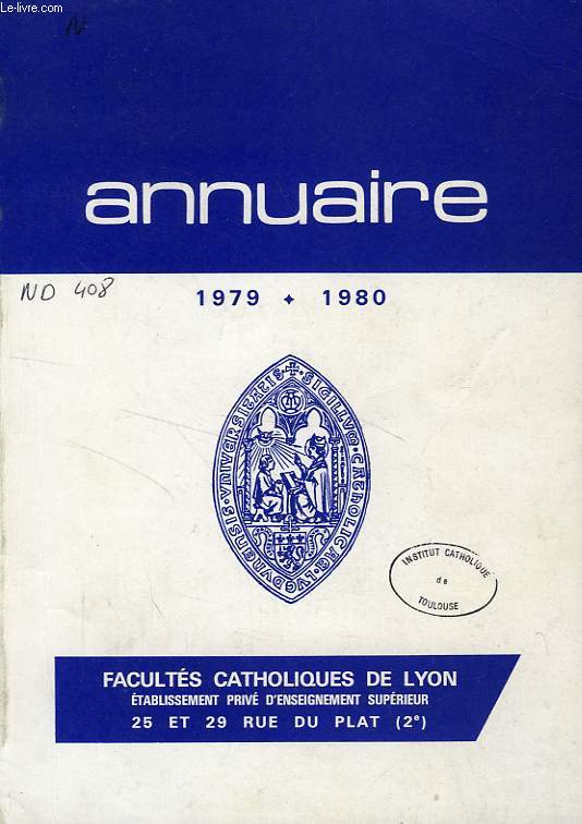 FACULTES CATHOLIQUES DE LYON, ANNUAIRE 1979-1980
