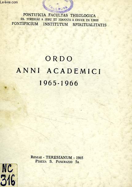 ORDO ANNI ACADEMICI, 1965-1966
