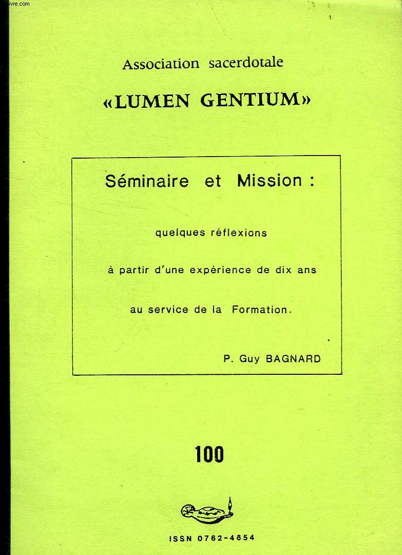 ASSOCIATION SACERDOTALE 'LUMEN GENTIUM', N 100, 1985