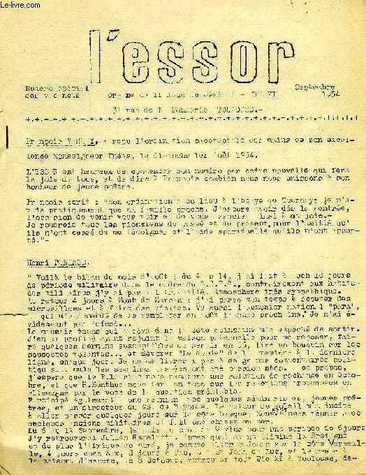 L'ESSOR, SEPT. 1954, ORGANE DE COLLABORATION DU SEMINAIRE PIE XI