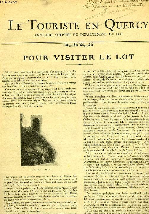 LE TOURISTE EN QUERCY, ANNUAIRE OFFICIEL DU DEPARTEMENT DU LOT