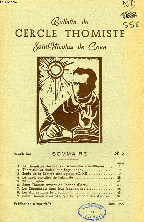 BULLETIN DU CERCLE THOMISTE SAINT-NICOLAS DE CAEN, N 5, JUIN 1955