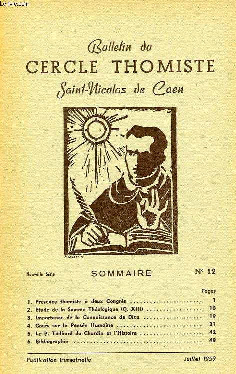 BULLETIN DU CERCLE THOMISTE SAINT-NICOLAS DE CAEN, N 12, JUILLET 1959