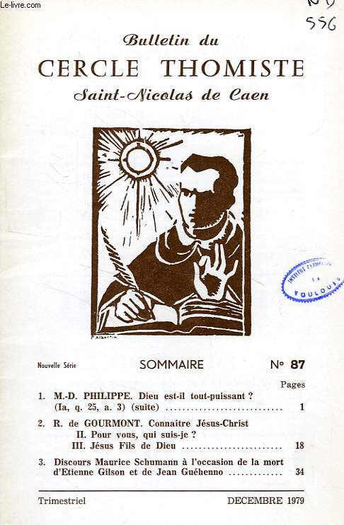 BULLETIN DU CERCLE THOMISTE SAINT-NICOLAS DE CAEN, N 87, DEC. 1979