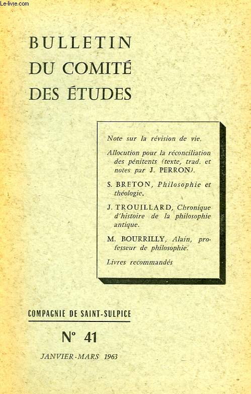 BULLETIN DU COMITE DES ETUDES, N 41, JAN.-MARS 1963