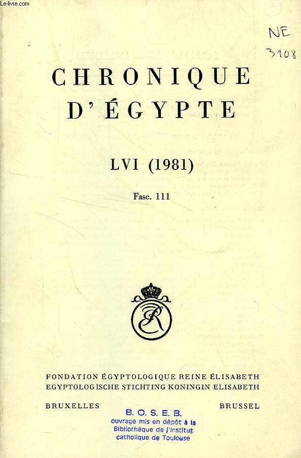 CHRONIQUE D'EGYPTE, LVI (1981), FASC. 111