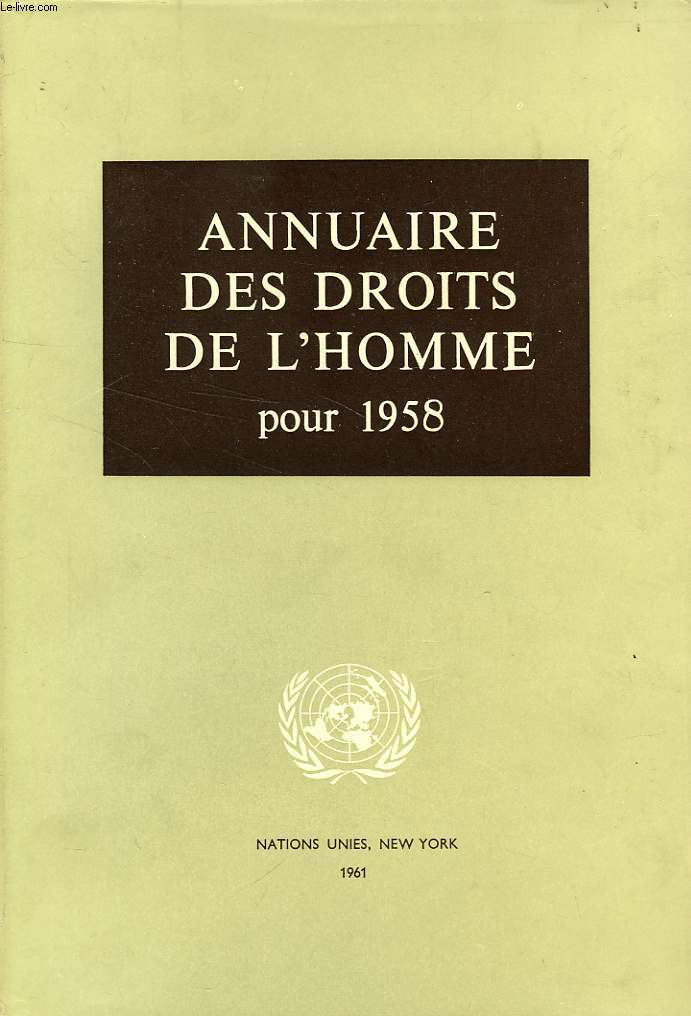 ANNUAIRE DES DROITS DE L'HOMME POUR 1958