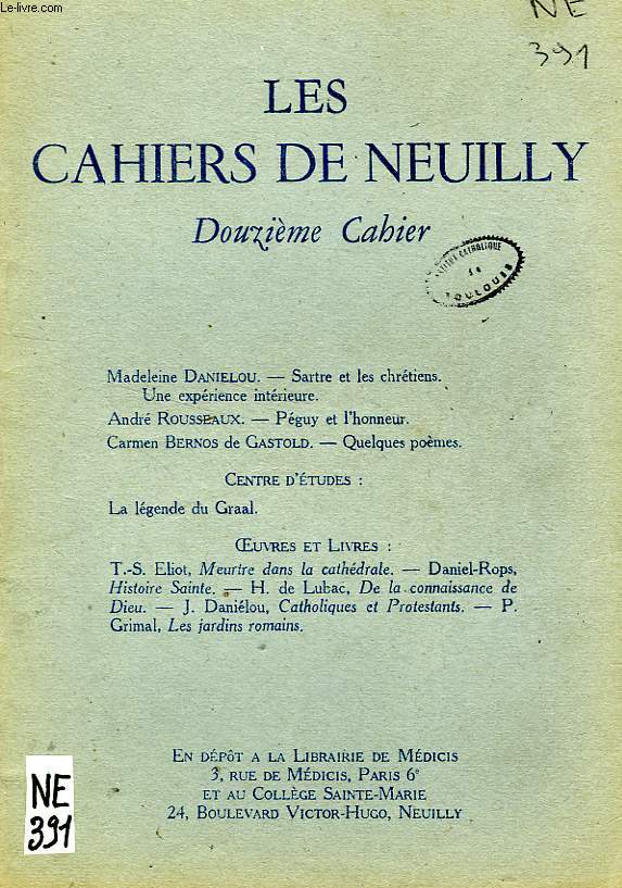 LES CAHIERS DE NEUILLY, 12e CAHIER