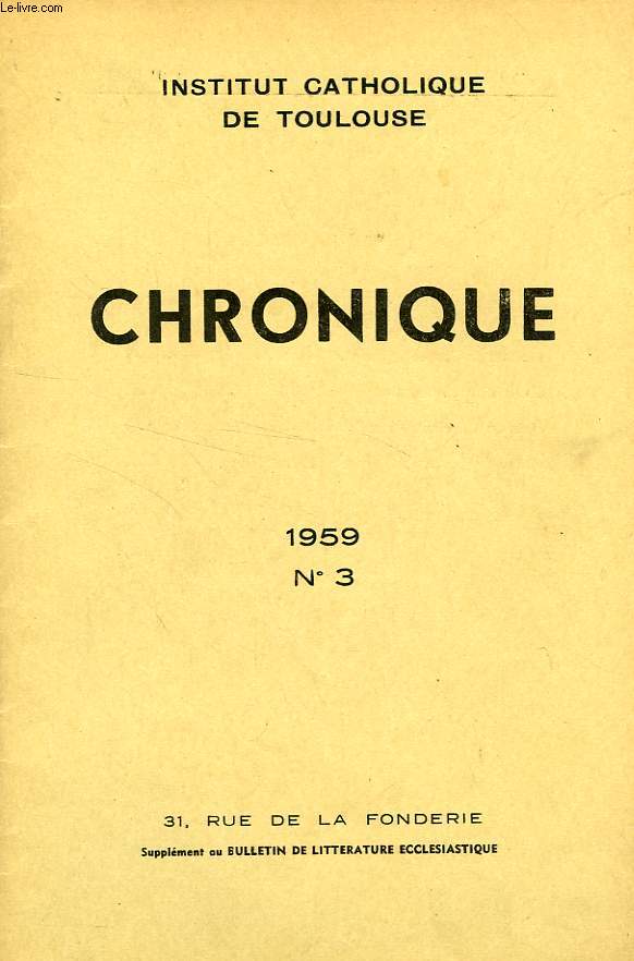 CHRONIQUE, N 3, 1959