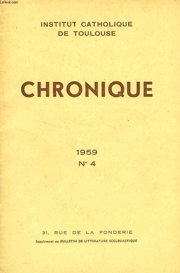 CHRONIQUE, N 4, 1959