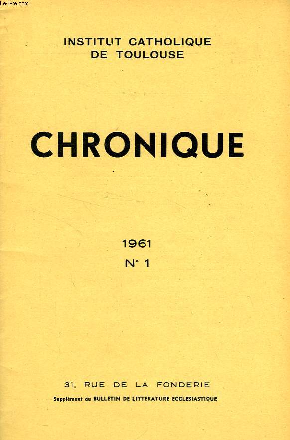 CHRONIQUE, N 1, 1961
