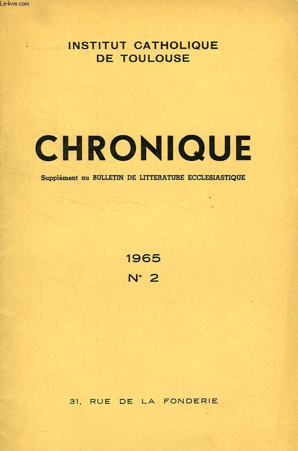 CHRONIQUE, N 2, 1965