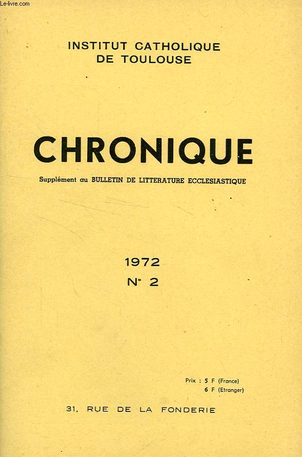 CHRONIQUE, N 2, 1972