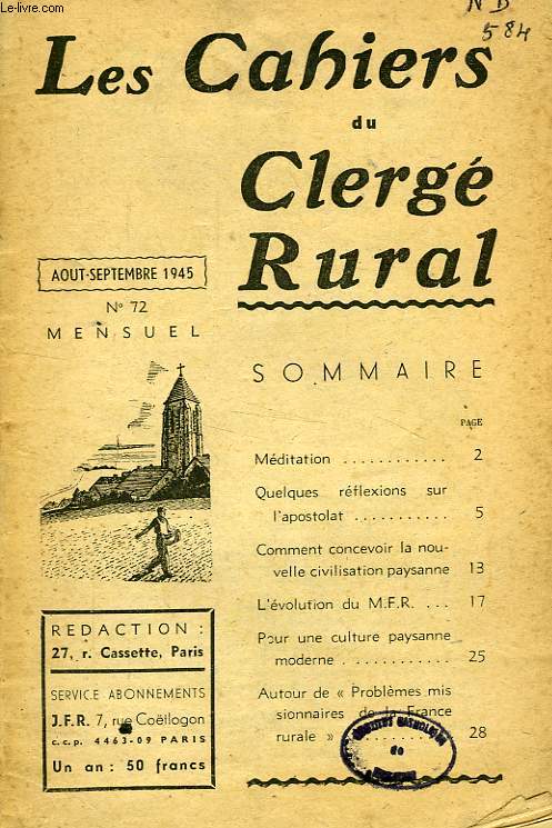 LES CAHIERS DU CLERGE RURAL, 1945-1961, 120 NUMEROS (INCOMPLET)
