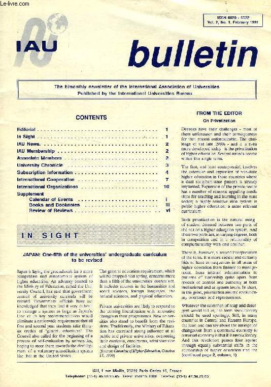 IAU BULLETIN, VOL. 2, N 1, FEB. 1991