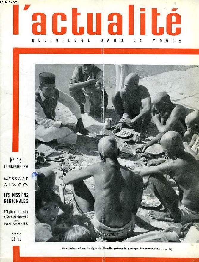 L'ACTUALITE RELIGIEUSE DANS LE MONDE, N 15, NOV. 1953