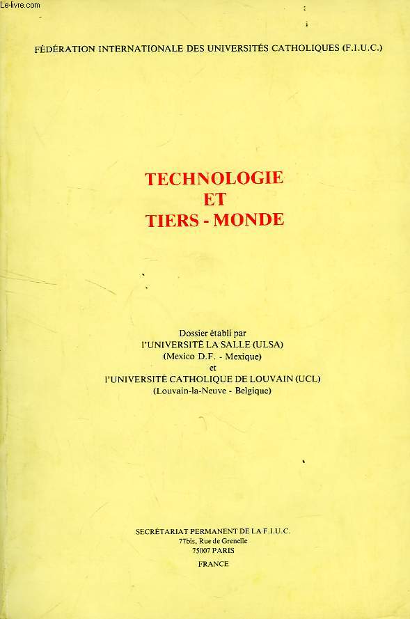 TECHNOLOGIE ET TIERS-MONDE (THEME D)