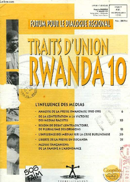 TRAITS D'UNION RWANDA, 10, FORUM POUR LE DIALOGUE REGIONAL
