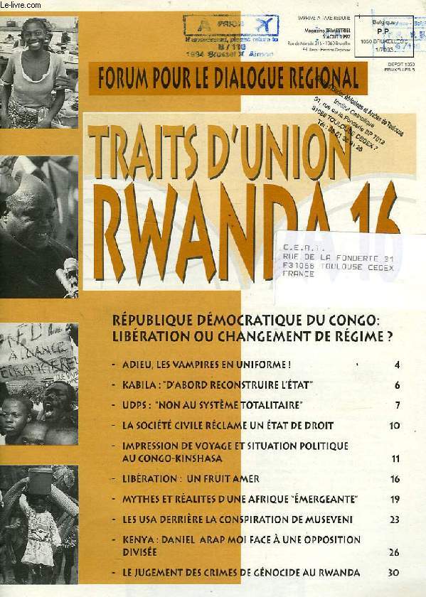 TRAITS D'UNION RWANDA, 16, FORUM POUR LE DIALOGUE REGIONAL