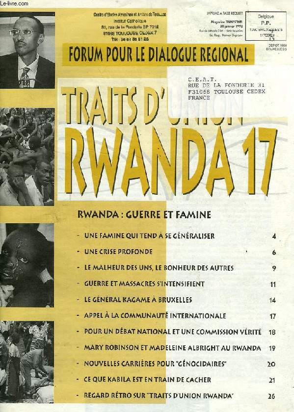 TRAITS D'UNION RWANDA, 17, FORUM POUR LE DIALOGUE REGIONAL