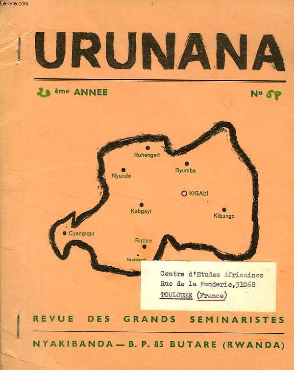 URUNANA, 20e ANNEE, N 58, NOEL 1986
