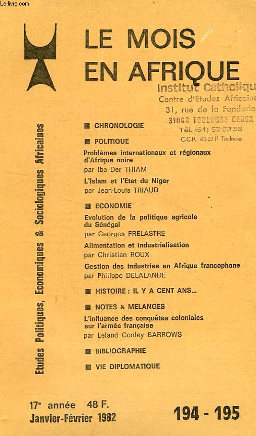 LE MOIS EN AFRIQUE, 17e ANNEE, N 194-195, JAN.-FEV. 1982