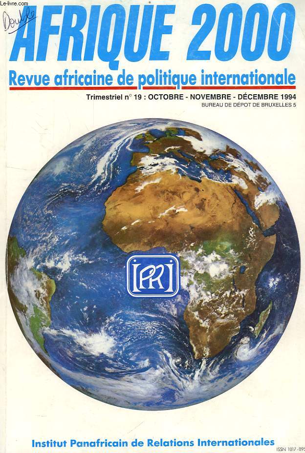 AFRIQUE 2000, N 19, OCT.-DEC. 1994, REVUE AFRICAINE DE POLITIQUE INTERNATIONALE