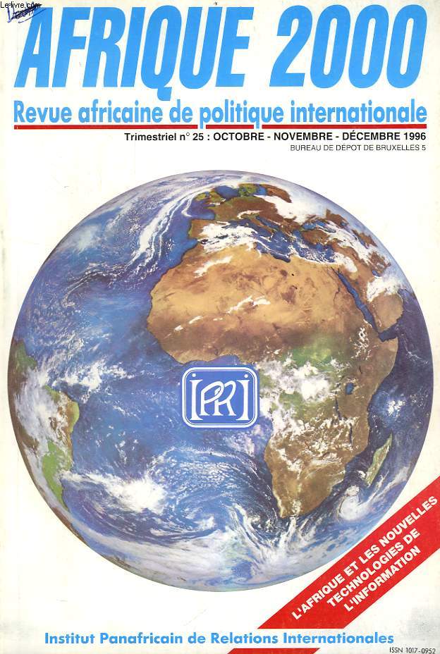 AFRIQUE 2000, N 25, OCT.-DEC. 1996, REVUE AFRICAINE DE POLITIQUE INTERNATIONALE