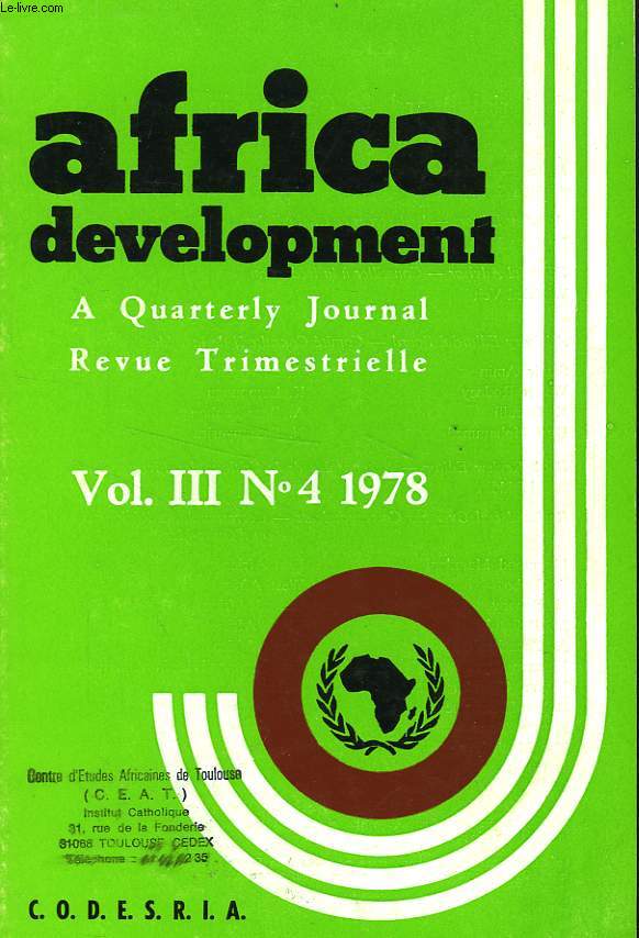 AFRICA DEVELOPMENT, VOL. III, N 4, OCT.-DEC. 1978