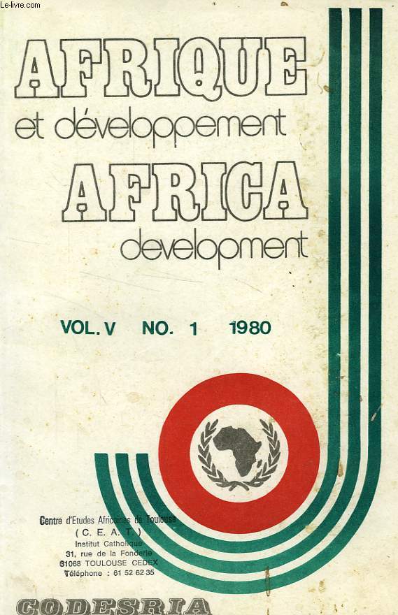 AFRIQUE ET DEVELOPPEMENT, AFRICA DEVELOPMENT, VOL. V, N 1, JAN.-MARS 1980