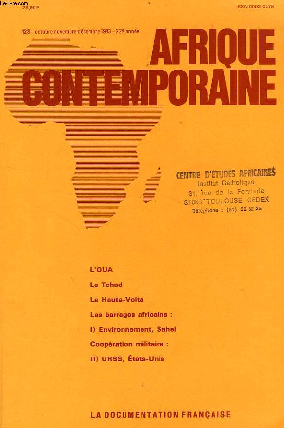 AFRIQUE CONTEMPORAINE, N 128, OCT.-DEC. 1983
