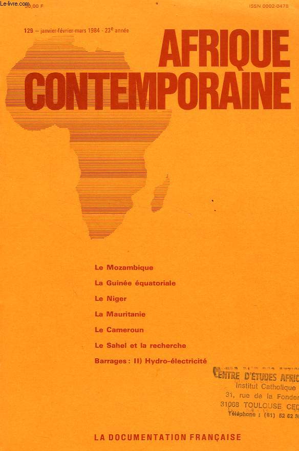 AFRIQUE CONTEMPORAINE, N 129, JAN.-MARS 1984