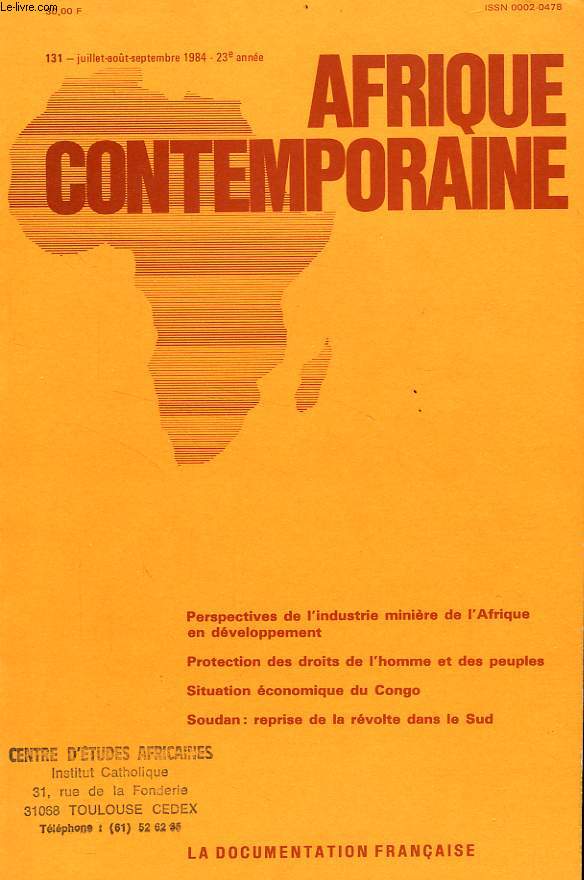 AFRIQUE CONTEMPORAINE, N 131, JUILLET-SEPT. 1984