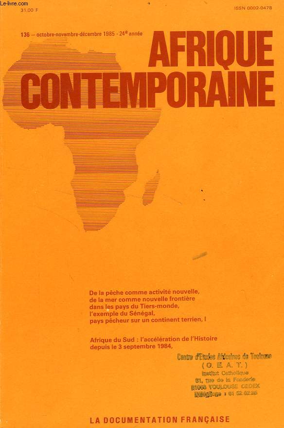 AFRIQUE CONTEMPORAINE, N 136, OCT.-DEC. 1985